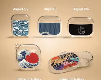 Capa japonesa Kanagawa Case para Apple Airpods Pro Airpods 3 Airpods 1 2 Samsung Galaxy Buds 2 Buds+ Buds live