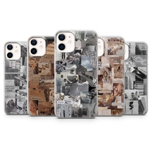 Custodia estetica per telefono Collage minimalista per iPhone 15, 14, 13 12 11 Pro, XR, Samsung A13, S22, S21 FE, A40, A72, A52, Pixel 6a