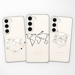 Klare Weltkarte, schlichte Handyhülle passend für Samsung S24 Ultra S23 Plus S22 S21 S20 FE für Samsung A73 A72 A54 53 A52s A25 A15 A14 A13 A12