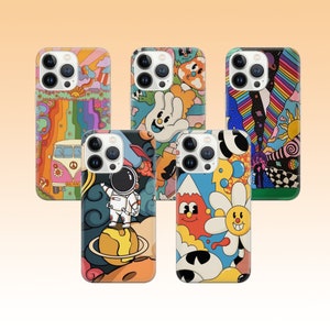 Psychodelic Phone Case Indie Cover for Pixel 7 Pro 6A, iPhone 14 13 12 Pro 11 XR for Samsung S21FE S22 5G S22 Ultra A73 A53 Note 20
