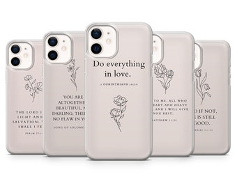 Christian Phone Case Bible quote Cover for iPhone 16, 15, 14, 13 12 11 Pro, XR, Samsung A15, S24, S23 FE, S22, A72, A52, Pixel 6a,8A,9