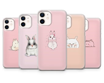 Bunny Phone Case Cute Rabbit Cover for iPhone 14, 13 12 11 Pro, XR, Samsung A13, S22, S21 FE, A40, A72, A52, Pixel 6a