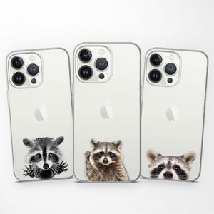 Niedliche Waschbär Handyhülle für iPhone 16, 15, 14, 13 12 11 Pro, XR, passend für Samsung S24 FE, S23, S22,A72,A52,A15 Pixel 6a,8A,9