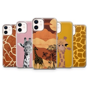 Giraffe Phone Case Safari Art Cover for iPhone 15, 14, 13 12 11 Pro, XR, Samsung A13, S22, S21 FE, A40, A72, A52, Pixel 6a,8