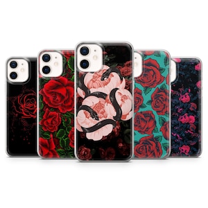 Flower Phone Case Red Roses Cover for iPhone 15, 14, 13 12 11 Pro, XR, Samsung A13,S24, S23 FE S22, S21 FE, A40, A72, A52, Pixel 6a,7 ,8