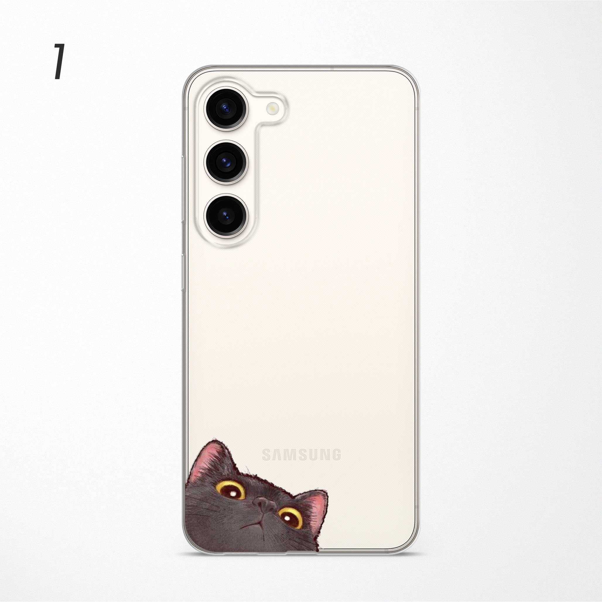 Society6 ケース Black Cat by Good Sense Cute Curious Black Cat Case Clear Cover Fits Samsung S24