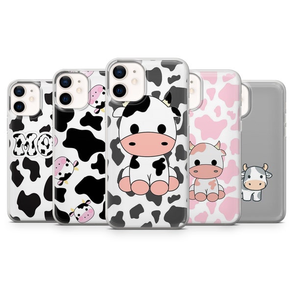 Cute Cow Phone Case Polka Dot Cover for iPhone 14, 13 12 11 Pro, XR, Samsung A13, S22, S21 FE, A40, A72, A52, Pixel 6a