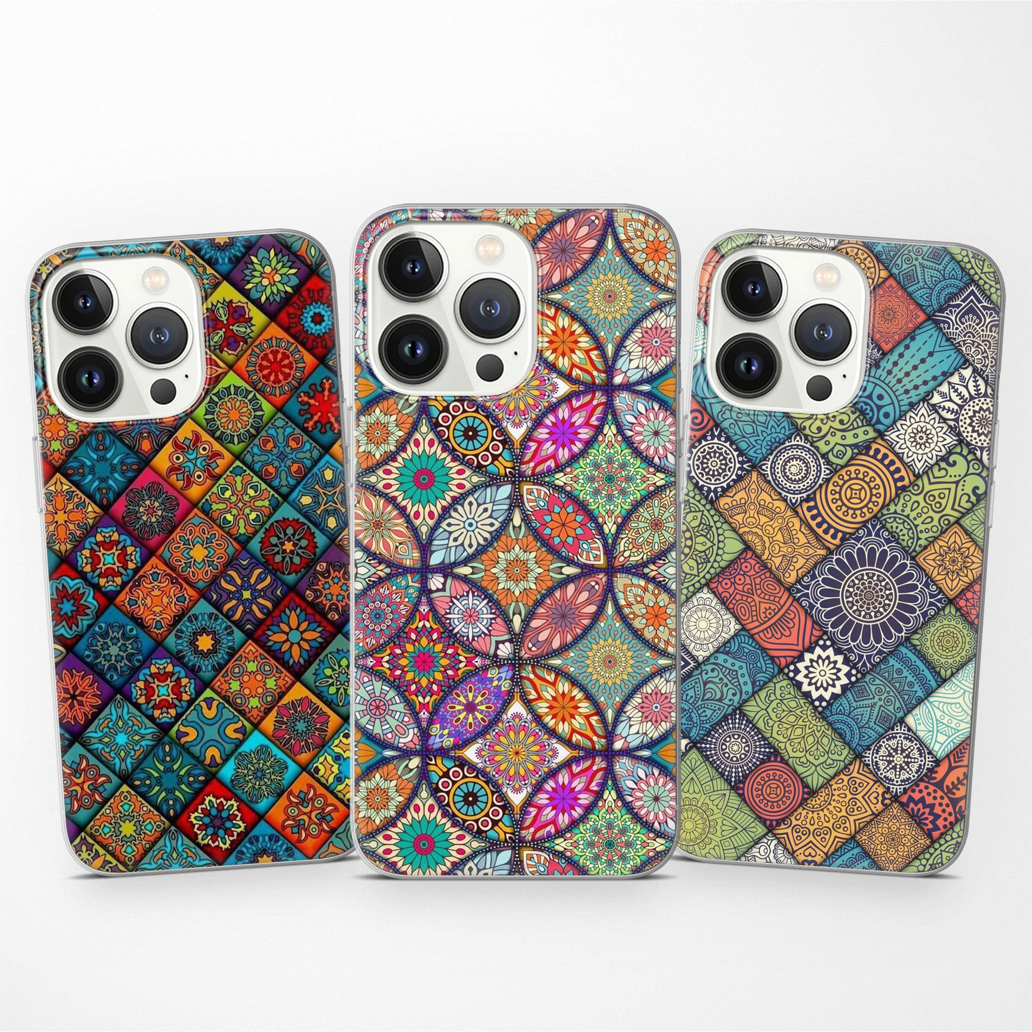 Mandala Phone Case Ornament Cover for iPhone 16, 15, 14, 13 12 11 Pro, XR, Fits Samsung S24, S23, S22,A72,A55,A15 Pixel 6a, 7, 8A, 9
