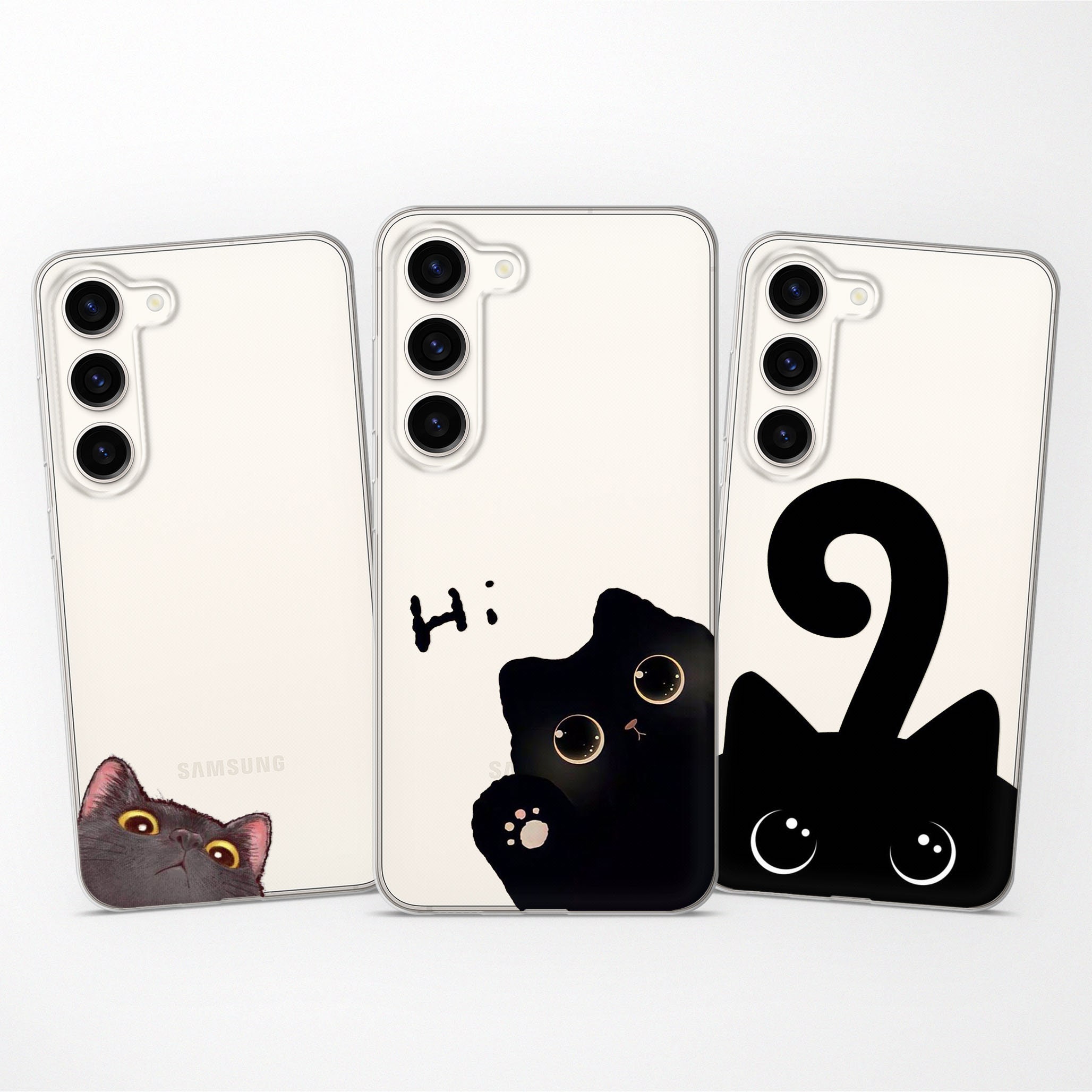 Society6 ケース Black Cat by Good Sense Cute Curious Black Cat Case Clear Cover Fits Samsung S24