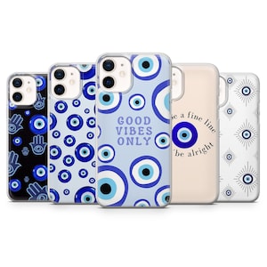 Blue Evil Eye Phone Case Trippy Cover for iPhone 15, 14, 13 12 11 Pro, XR, Samsung A13, S22, S21 FE, A40, A72, A52, Pixel 6a, 8