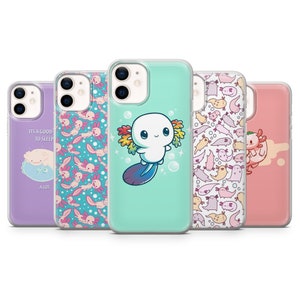Axolotl Phone Case Cute Animal Cover for iPhone 14, 13 12 11 Pro, XR, Samsung A13, S22, S21 FE, A40, A72, A52, Pixel 6a