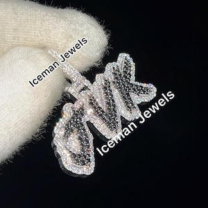 Colgante de letra de moissanita VVS1 redonda de 2,60 CTW, colgantes de hip hop helados de 1,5 pulgadas, colgante con dije de moissanita personalizado, colgante de regalo de Halloween