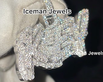 2.60 CTW Round VVS1 Moissanite Letter Pendant, Iced Out Hip Hop Pendants, Custom Moissanite Charm Pendant, Halloween Gift Pendant