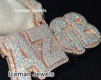 10.30 CTW Rund VVS1 Moissanite Brief Anhänger, Iced Out Hip Hop Anhänger, Benutzerdefinierte Moissanite Charm Anhänger, Halloween Geschenk Anhänger