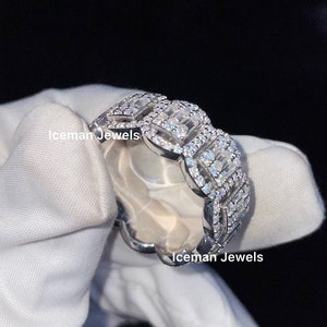 Solid 14k Yellow Gold Diamond Ring, Full Iced Out Baguette Diamond Ring, Real VVS Moissanite Ring For Men, Custom Hip Hop Ring