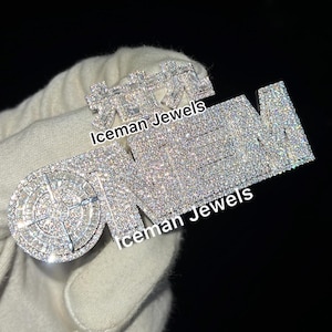Men&#39;s Iced Out Pendant, VVS Moissanite Pendant, Custom Hip Hop Charm, Iced Out Custom Jewelry, VVS Diamond Chain, Gift for him passes tester