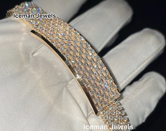Delicate VVS Moissanite Bracelet 925 Silver Diamond Bracelet Unique Wedding Bracelet Yellow Gold Plated Charm Bracelet Bangle Bracelet