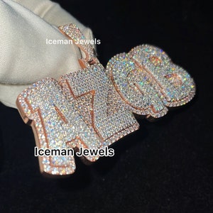 10.30 CTW Round VVS1 Moissanite Letter Pendant, Iced Out Hip Hop Pendants, Custom Moissanite Charm Pendant, Halloween Gift Pendant