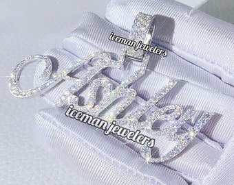Custom Name Logo Number Iced Out VVS Moissanite Diamond Pendant, Unisex Diamond Pendant, Iced Out Men Pendant/ Personalize Hip Hop jewelry
