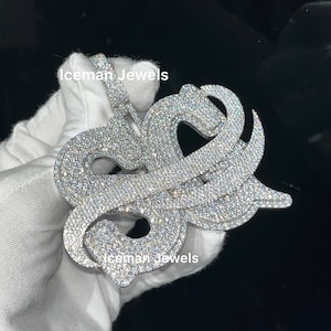 Colgante de moissanita VVS personalizado para hombre, colgante de moissanita con acabado helado, colgantes personalizados con cualquier letra, joyería de hip hop, regalo de Navidad