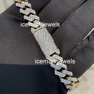 10 MM | VVS Moissanite Diamond Cuban link Bracelet | Hip Hop Sterling Silver Cuban Bracelet | Icedout Moissanite Box Lock Cuban Bracelet