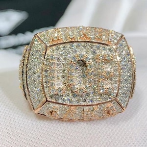 Men Ice out VVS Diamond Ring | Real Round Diamond Champion Ring | 925 Silver Moissanite Ring | Rapper Hip Hop Ring For Valentine Gift