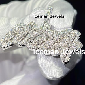 14k Gold Custom Letter Name Pendant Round Moissanite Diamond Personalize Hip Hop Jewelry Iced Out Charm Name Necklace Birthday Gift