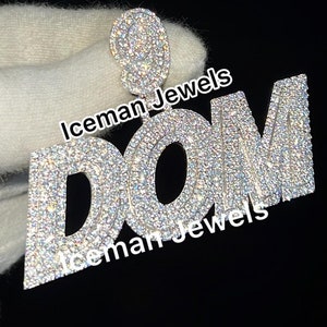 Colgante de hip hop personalizado, colgante de letras y números personalizados, colgante helado, plata de ley 925, colgante de hip hop para hombre aprobado por el probador de diamantes