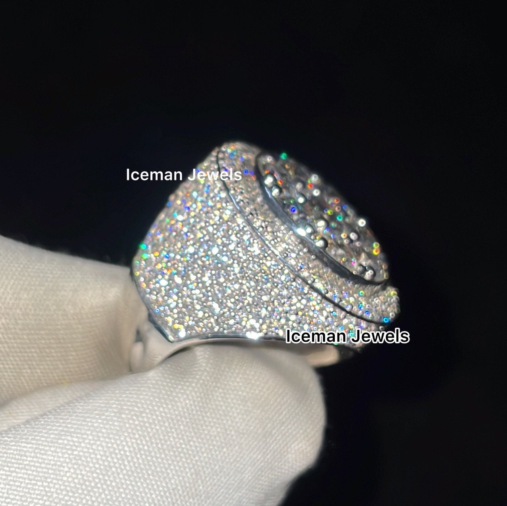 Gold Customary Rings 14K Yellow Gold Custom Champion Ring, Customized Iced Out Round Diamond ...