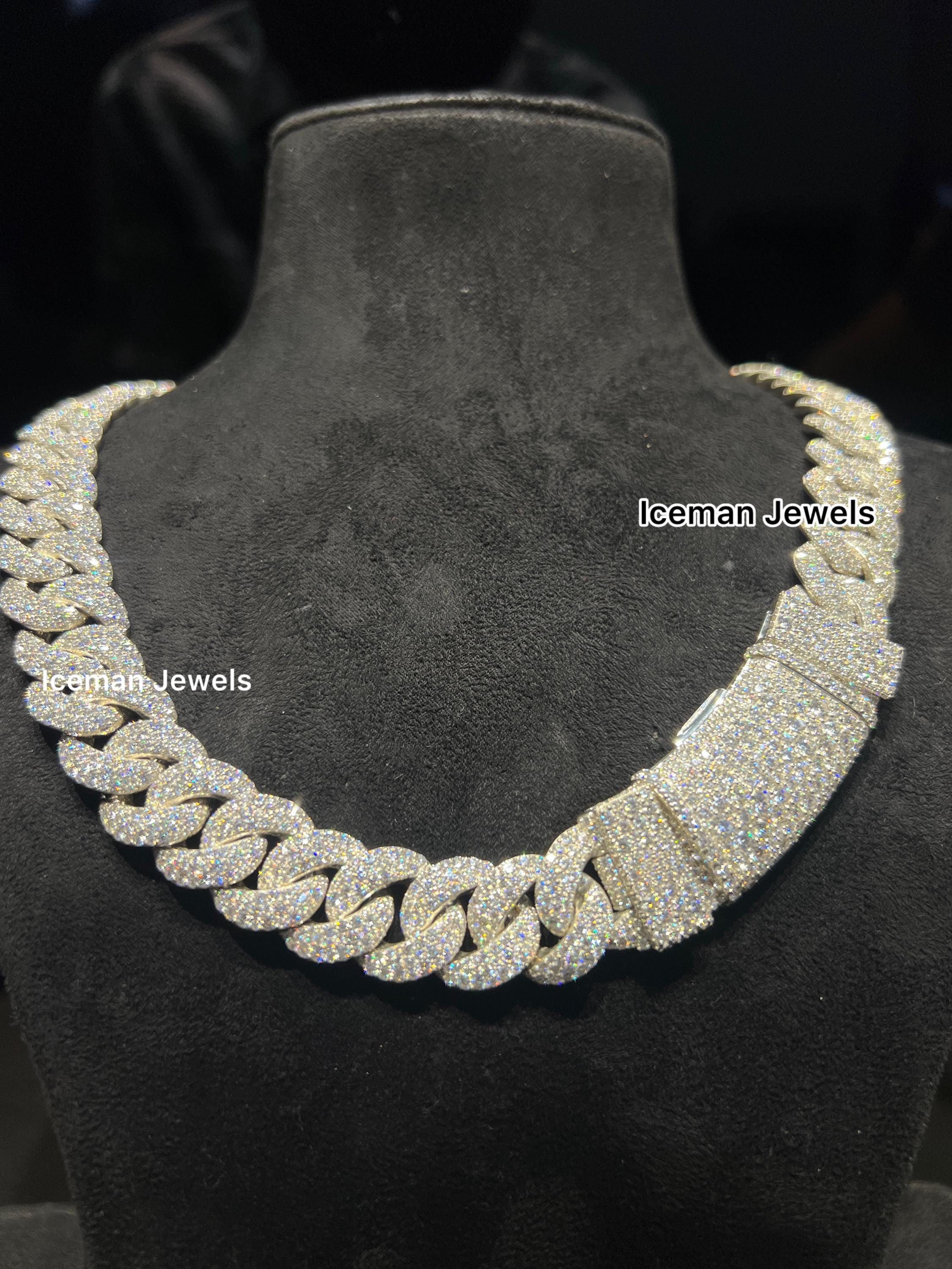 16mm MOSAIC Setting VVS1 Moissanite Diamond Cuban Link Chain Men's