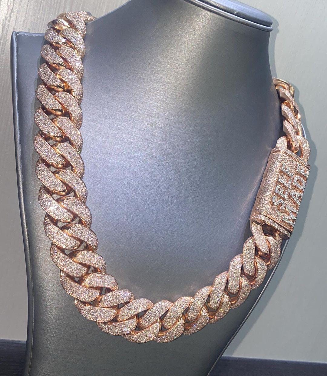 22mm Ice Out VVS1 Moissanite Diamond Cuban Link Chain Men's