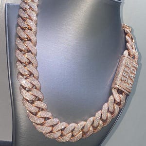 Cadena de eslabones cubanos de 22 mm con diamantes de moissanita VVS1 para hombre, cadena cubana Miami Bustdown, collar de eslabones cubanos de plata maciza 925 para unisex