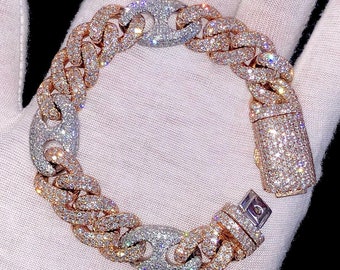 14mm Ice Out Cuban Link Bracelet, VVS Moissanite Diamond Cuban