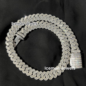 16.50mm VVS Diamond Iced Out Chain, VVS Moissanite Cuban Link Chain, 925 Sterling Silver Chain, Unisex Diamond Chain, Gift For Her
