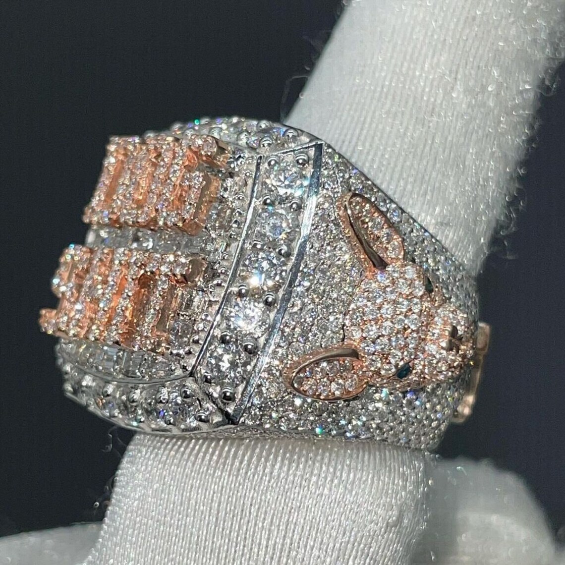 15.37 Cts Round Cut Champion Ring, 925 Silver Moissanite Diamond Ring ...