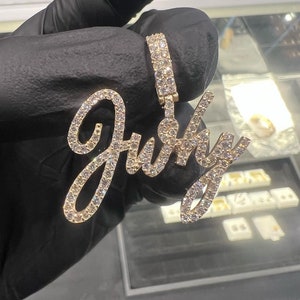 Colgante Icedout Moissanite personalizado, probador de diamantes Pass, colgante de letra personalizado, plata 925 Starling con colgante de diamantes Moissanite