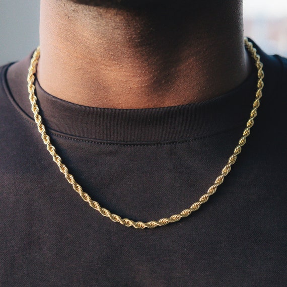 Gold Plated 925 Silver Rope Chain Necklaces 4mm 5mm 16 22 Inches