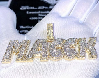Fully Iced out Custom Charm Pendant VVS Moissanite Diamond Hip Hop Pendant 925 Silver Rapper Men Custom Handmade Moissanite Pendant For Gift