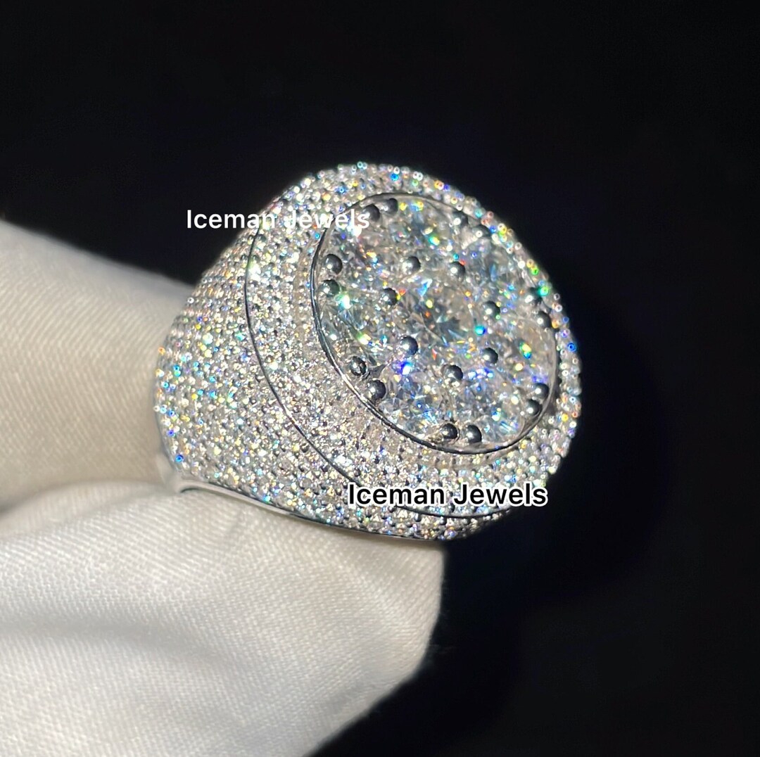 14K Yellow Gold Custom Champion Ring, Customized Iced Out Round Diamond ...