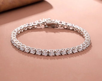 3mm Iced out VVS Diamond Tennis Bracelet | 925 Sterling Silver Women Tennis Bracelet | Men Tennis Bracelet | Rapper Men Hip Hop Bracelet