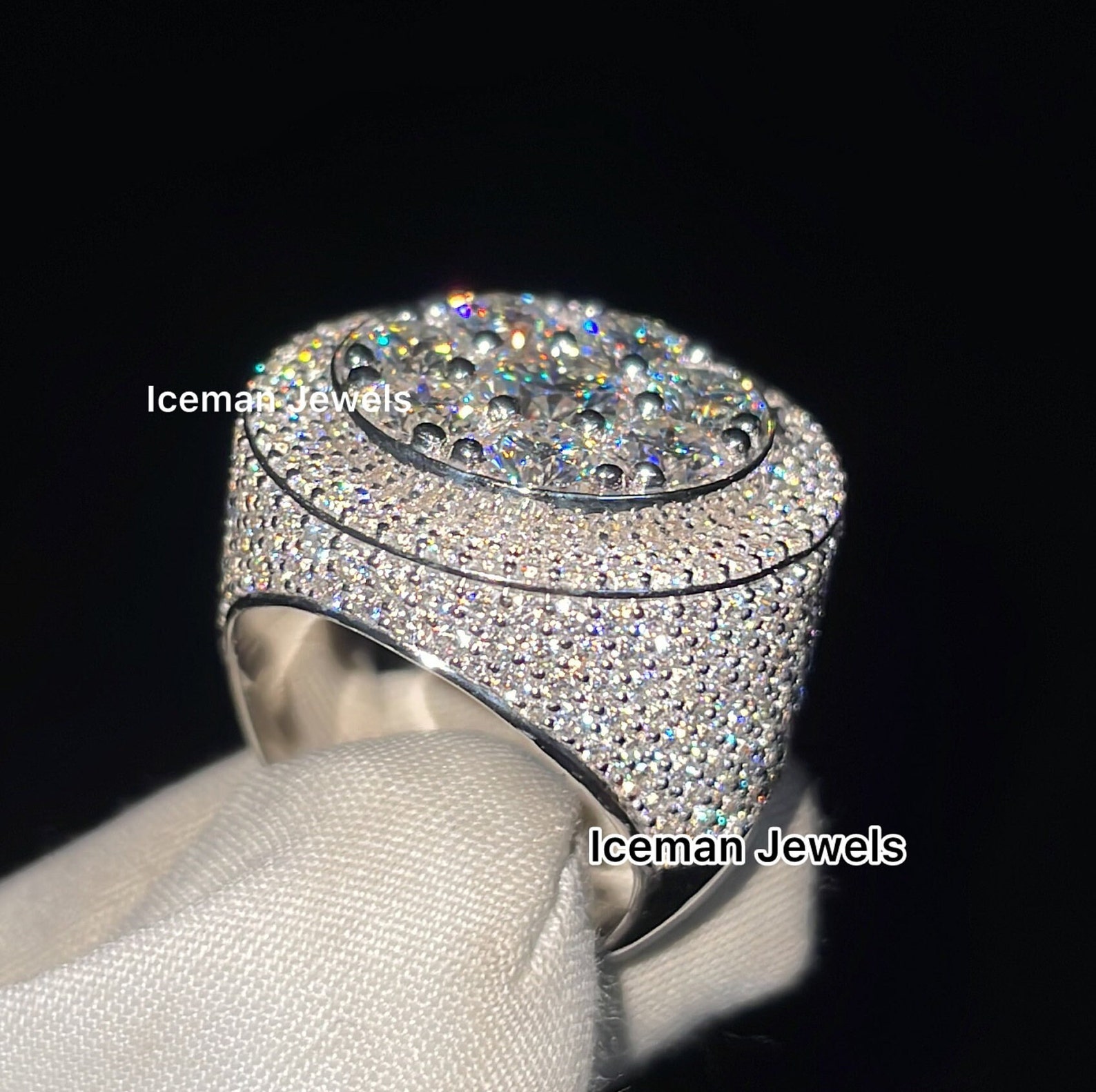 Gold Customary Rings 14K Yellow Gold Custom Champion Ring, Customized Iced Out Round Diamond ...