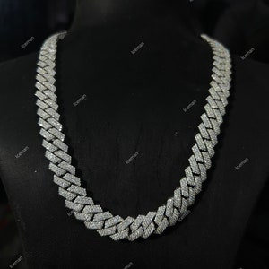 12mm VVS Diamond Iced Out Chain, VVS Moissanite Cuban Link Chain, 925 Sterling Silver Chain, Unisex Diamond Chain, Gift For Her