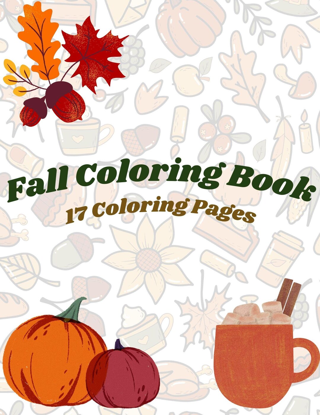 Fall Coloring Book, 15 Coloring Pages, Printable - Etsy