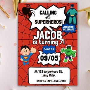 Superhero Birthday Invitation