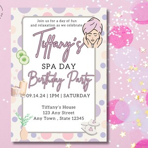 Spa Day Birthday Invitation