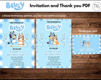 Bluey Party Invitation and Thank you