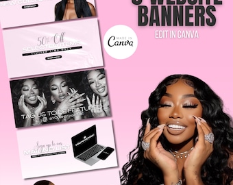 Website Banners, DIY Web Banner Template Design, Shopify Website Banners, Hair Web Banners,Wix Web Banners, Premade Business Design