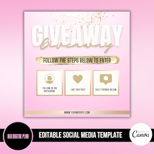 Giveaway Flyer | Editable Social Media Template | DIY Canva Instagram
