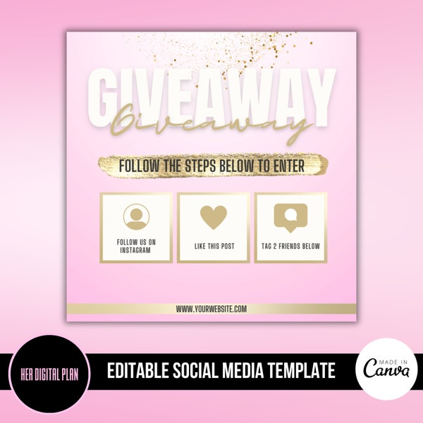 Gewinnspiel Flyer | Bearbeitbare Social Media Vorlage | DIY Canva Instagram