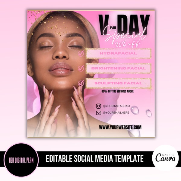 Valentines Facial Flyer Template|Social Media DIY|Instagram Beauty Spa Sale